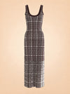 Plaid Knit Metallic-Hem Tank Maxi Dress — ghost front