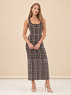 Plaid Knit Metallic-Hem Tank Maxi Dress — model front 2