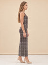 Plaid Knit Metallic-Hem Tank Maxi Dress — model side