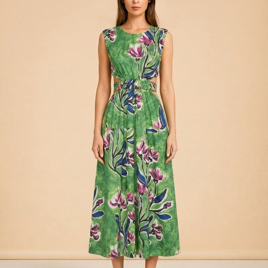 Zorina Tie-Detail Midi Dress model_front